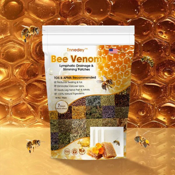 Bee Venom Lymphatic Drainage & Slimming Foot Patches – Natural Detox, Stress Relief & Cleansing Support – Herbal Formula for Better Sleep & Circulation – 10 Patches